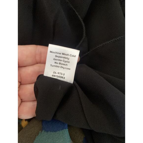 Peyton Jensen Womens Large Black Floral Maxi Dress Sleeveless Smocked Waist - Picture 9 of 10